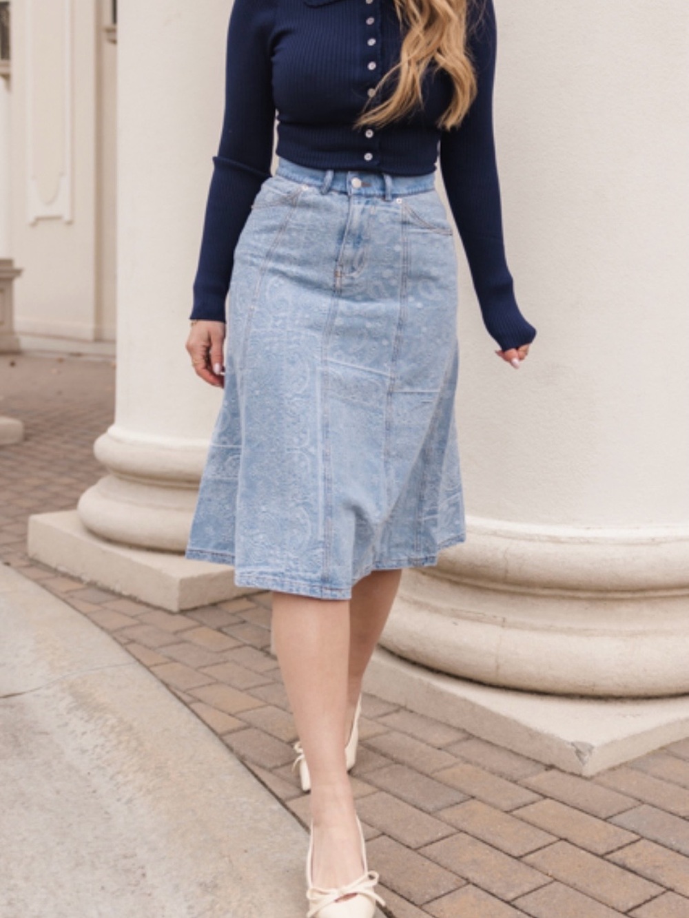 NWT Ivy City Co Tarak Denim Embroidered Skirt Medium